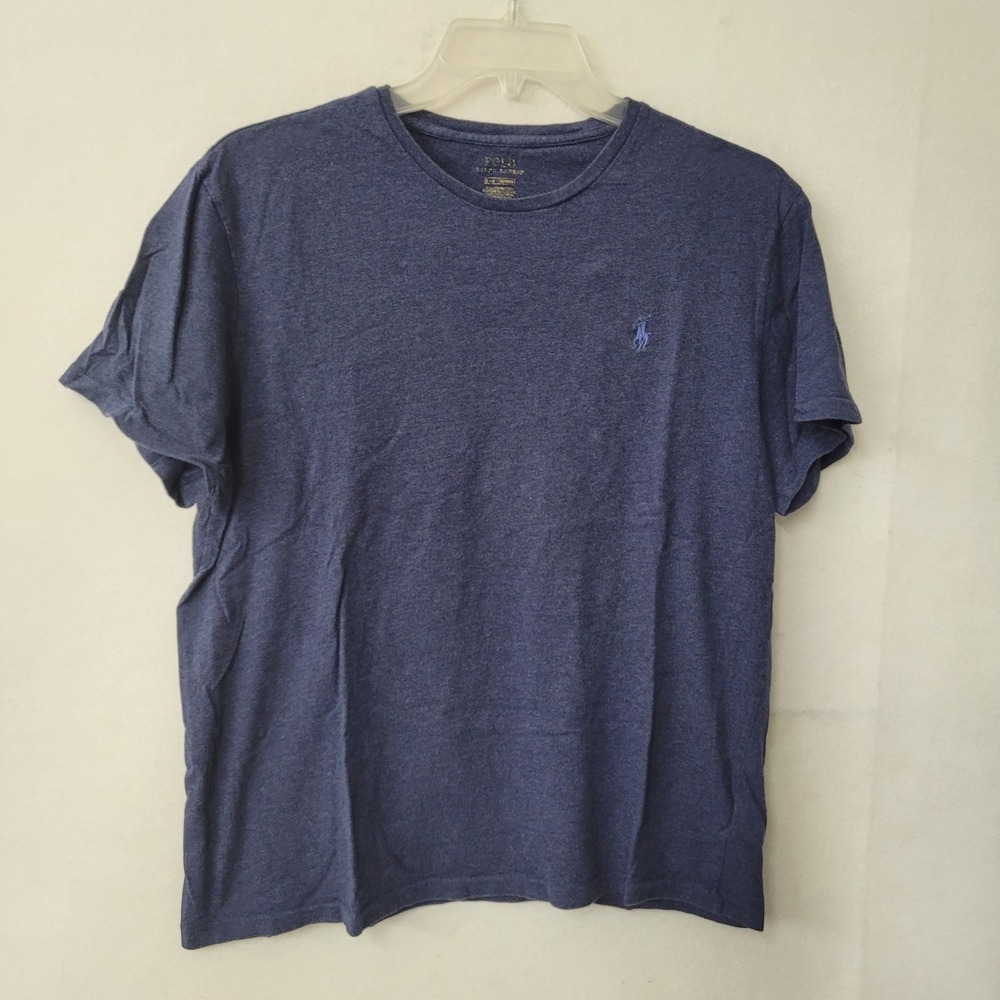 Polo Ralph Lauren T-Shirt Mens Large Navy Blue Heathered Cotton Crewneck Logo